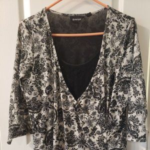 Avenue Black and White Floral Shirt